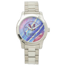 Coole Abstrakte Art Blue Lila Pink Magenta E-Watch
