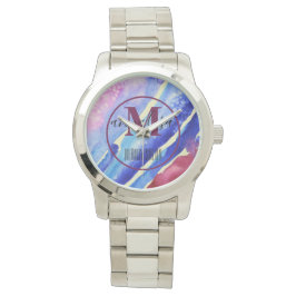 Coole Abstrakte Art Blue Lila Pink Magenta E-Watch Armbanduhr