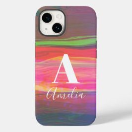 Coole Abstrakte Art Monogram Name Hot Pink Case-Mate iPhone 14 Hülle
