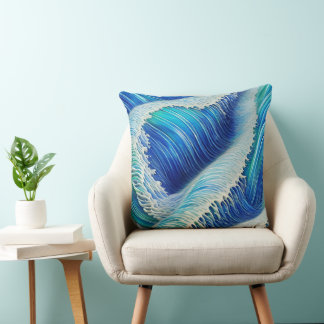 Coole Abstrakte Blauwellen Kissen