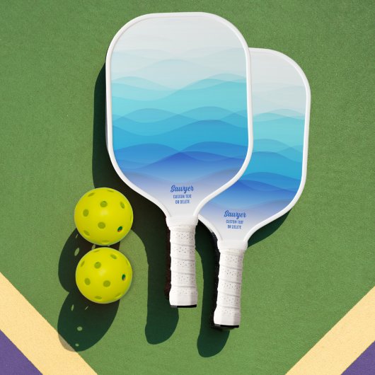 Coole Abstrakte Blauwellen Personalisiert Pickleball Schläger