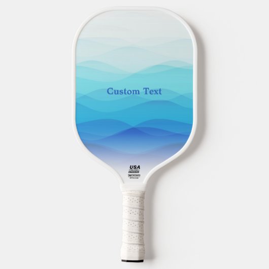 Coole Abstrakte Blauwellen Personalisiert Pickleball Schläger (Rückseite)