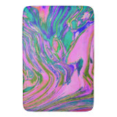 Coole Abstrakte Chartreuse und Hot Pink Groovy Ret Badematte (Vorderseite Vertikal)