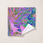 Coole Abstrakte Chartreuse und Hot Pink Groovy Ret Badhandtuch Set (Waschlappen)