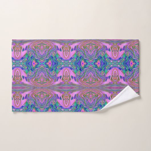 Coole Abstrakte Chartreuse und Hot Pink Groovy Ret Badhandtuch Set (Handtuch)