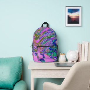 Coole Abstrakte Chartreuse und Hot Pink Groovy Ret Bedruckter Rucksack
