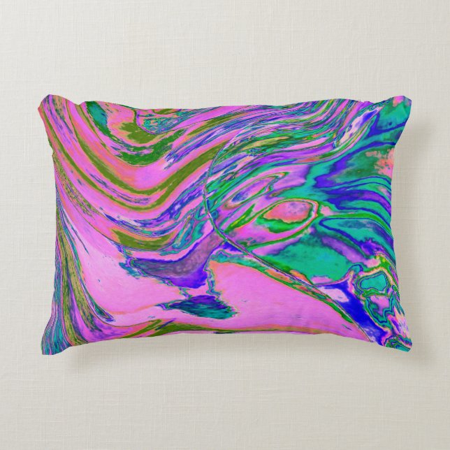 Coole Abstrakte Chartreuse und Hot Pink Groovy Ret Dekokissen (Vorderseite)