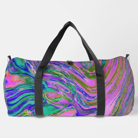 Coole Abstrakte Chartreuse und Hot Pink Groovy Ret Duffle Bag (Rückseite)