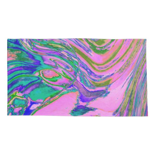 Coole Abstrakte Chartreuse und Hot Pink Groovy Ret Kissenbezug (Rückseite)