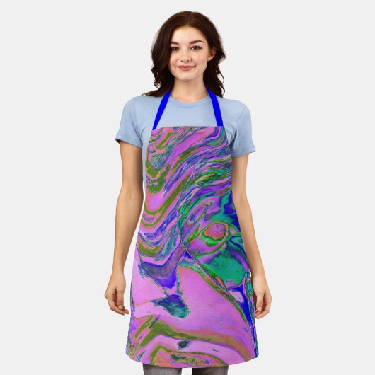 Coole Abstrakte Chartreuse und Hot Pink Groovy Ret Schürze (Getragen)