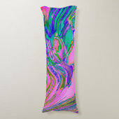 Coole Abstrakte Chartreuse und Hot Pink Groovy Ret Seitenschläferkissen (Vorderseite Vertikal)