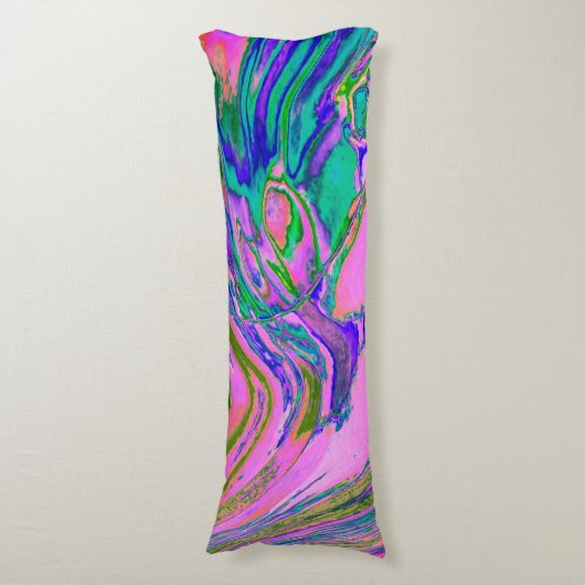 Coole Abstrakte Chartreuse und Hot Pink Groovy Ret Seitenschläferkissen (Vorderseite Vertikal)