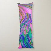 Coole Abstrakte Chartreuse und Hot Pink Groovy Ret Seitenschläferkissen (Rückseite (Vertikal))