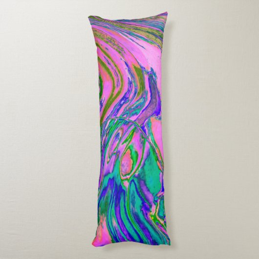 Coole Abstrakte Chartreuse und Hot Pink Groovy Ret Seitenschläferkissen (Rückseite (Vertikal))