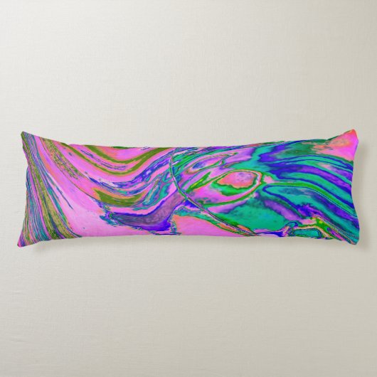 Coole Abstrakte Chartreuse und Hot Pink Groovy Ret Seitenschläferkissen (Vorderseite)