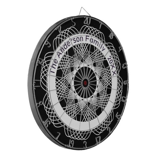 Coole Abstrakte Geometrie Schwarz und Weiß Dartscheibe (Vorderseite Links)