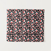 Coole Abstrakte geometrische Muster, rote weiße Kr Wandteppich (Vorderseite (Horizontal))