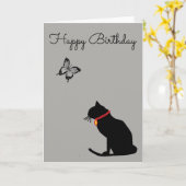 Coole Abstrakte Graukatze Geburtstagskarte Karte (Gelbe Blume)