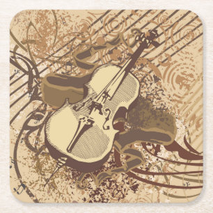 Coole Abstrakte Grunge Violin Zeichnend Rechteckiger Pappuntersetzer