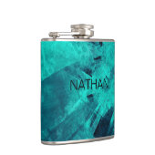 Coole Abstrakte Jagd Blaue Kunst Flachmann (Rechts)