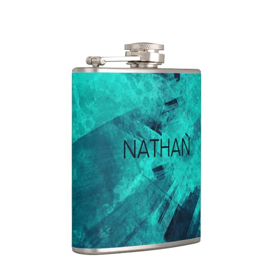 Coole Abstrakte Jagd Blaue Kunst Flachmann (Rechts)