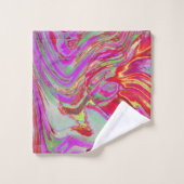 Coole Abstrakte Magenta und Red Groovy Retro Badhandtuch Set (Waschlappen)