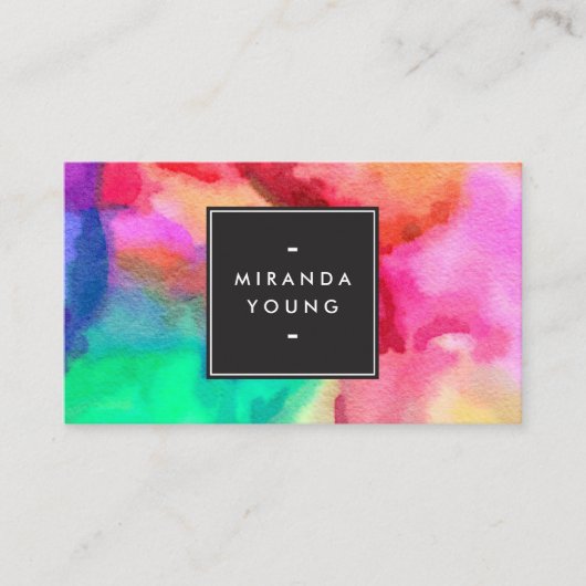 Coole Abstrakte mehrfarbige Aquarellfarben Moderne Visitenkarte (Vorderseite)