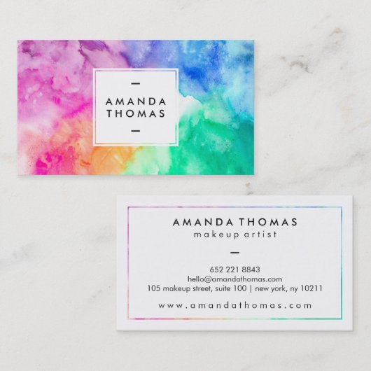 Coole abstrakte mehrfarbige Wasserfarben Moderne K Visitenkarte (Vorne/Hinten)