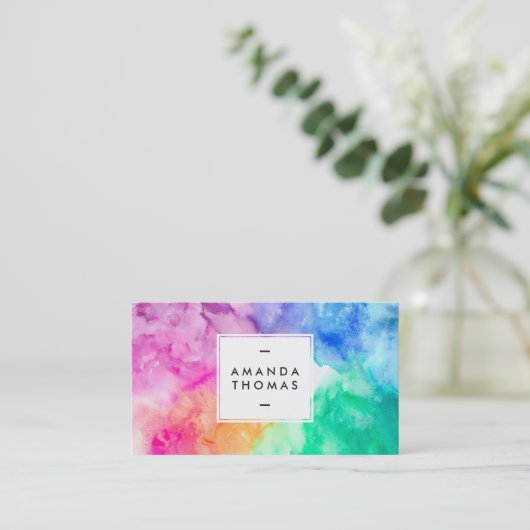 Coole abstrakte mehrfarbige Wasserfarben Moderne K Visitenkarte (Stehend Vorderseite)