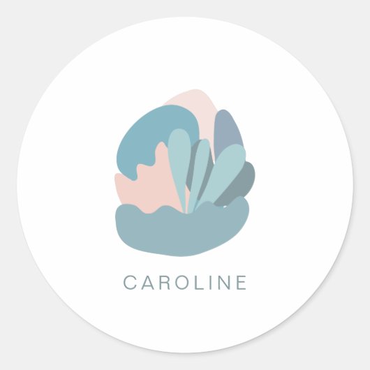 Coole Abstrakte Modernität in Blue Personalisiert Runder Aufkleber (Vorderseite)