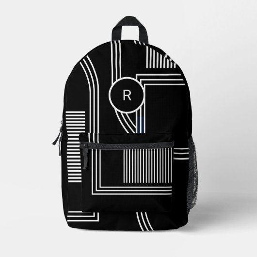 Coole Abstrakte Monogramm Bedruckter Rucksack (Vorderseite)