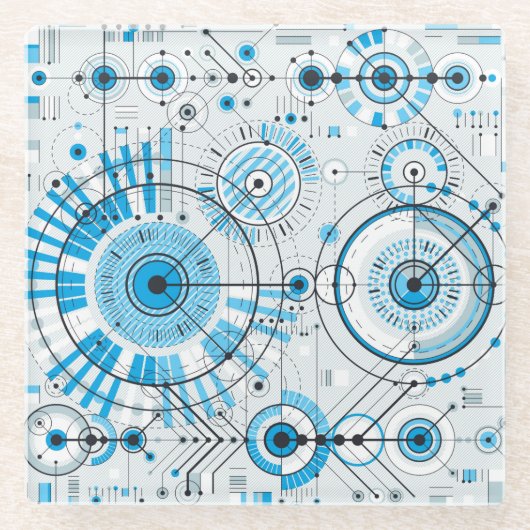 Coole Abstrakte Motor-Technologie Glasuntersetzer (Vorderseite)