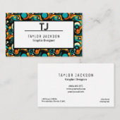 Coole Abstrakte Mustermonogramm-Initialen Visitenkarte (Vorne/Hinten)