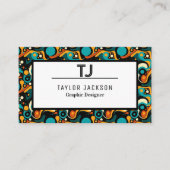 Coole Abstrakte Mustermonogramm-Initialen Visitenkarte (Vorderseite)