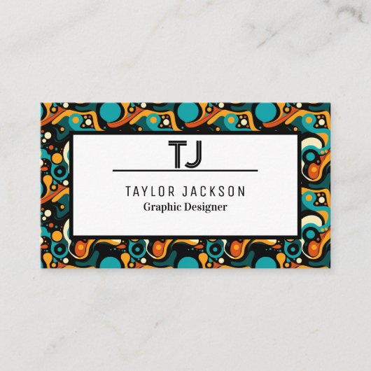 Coole Abstrakte Mustermonogramm-Initialen Visitenkarte (Vorderseite)