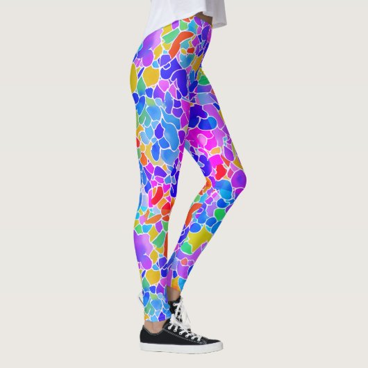 Coole Abstrakte Neonfarben Geometrische Mosaik Leggings (Rechts)