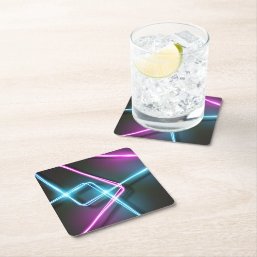 Coole Abstrakte Neonleuchten mit 3 Dimensionen Rechteckiger Pappuntersetzer (Vor Ort)