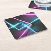 Coole Abstrakte Neonleuchten mit 3 Dimensionen Rechteckiger Pappuntersetzer (angewinkelt)