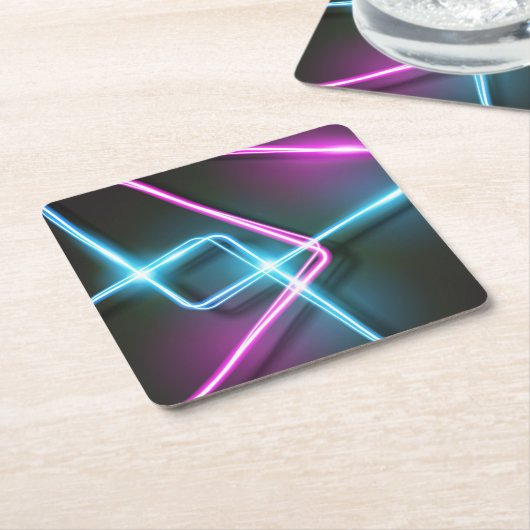 Coole Abstrakte Neonleuchten mit 3 Dimensionen Rechteckiger Pappuntersetzer (angewinkelt)