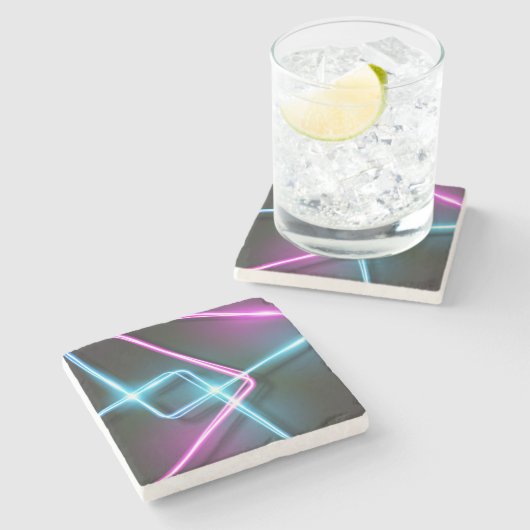 Coole Abstrakte Neonleuchten mit 3 Dimensionen Steinuntersetzer (Seitenansicht)