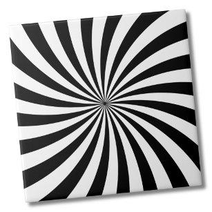 Coole Abstrakte optische Illusion Schwarz-weißer S Fliese