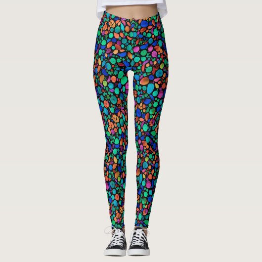 Coole Abstrakte Polka Dot Stone Wasserfarbe Leggings (Vorderseite)