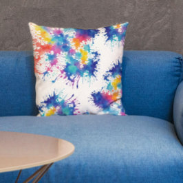 Coole Abstrakte Rainbow Paint Spritzers Aquarell Kissen