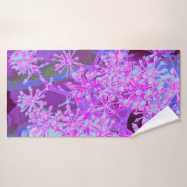 Coole Abstrakte Retro-Natur in heißrosa und Lila Badehandtuch