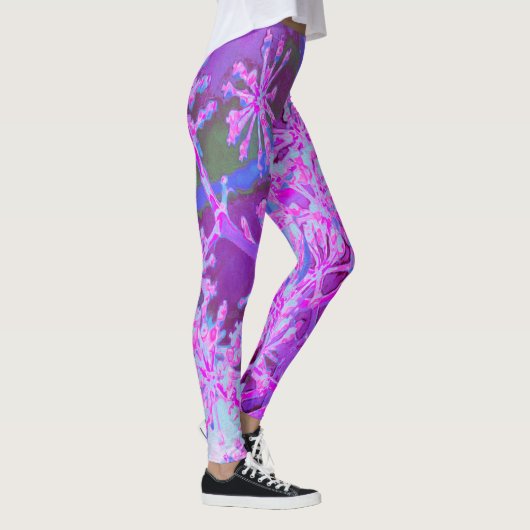 Coole Abstrakte Retro-Natur in heißrosa und Lila Leggings (Rechts)