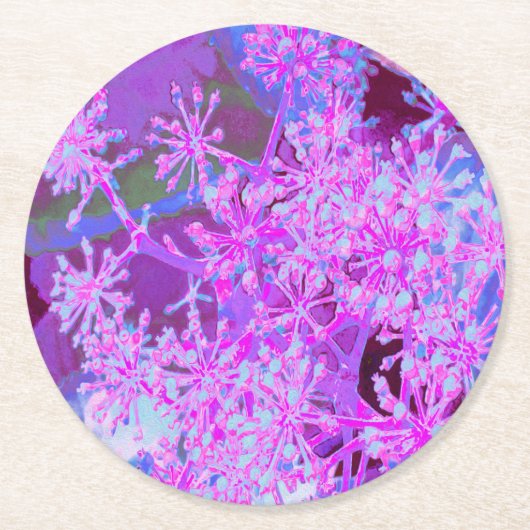 Coole Abstrakte Retro-Natur in heißrosa und Lila Runder Pappuntersetzer (Vorderseite)