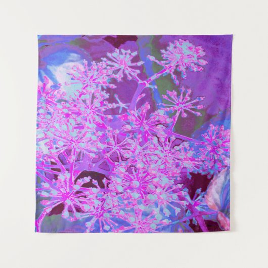 Coole Abstrakte Retro-Natur in heißrosa und Lila Wandteppich (Vorderseite (Horizontal))