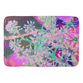 Coole Abstrakte Retro-Natur in Rosa und Kalkgrün Badematte