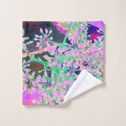 Coole Abstrakte Retro-Natur in Rosa und Kalkgrün Badhandtuch Set (Waschlappen)