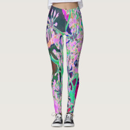 Coole Abstrakte Retro-Natur in Rosa und Kalkgrün Leggings